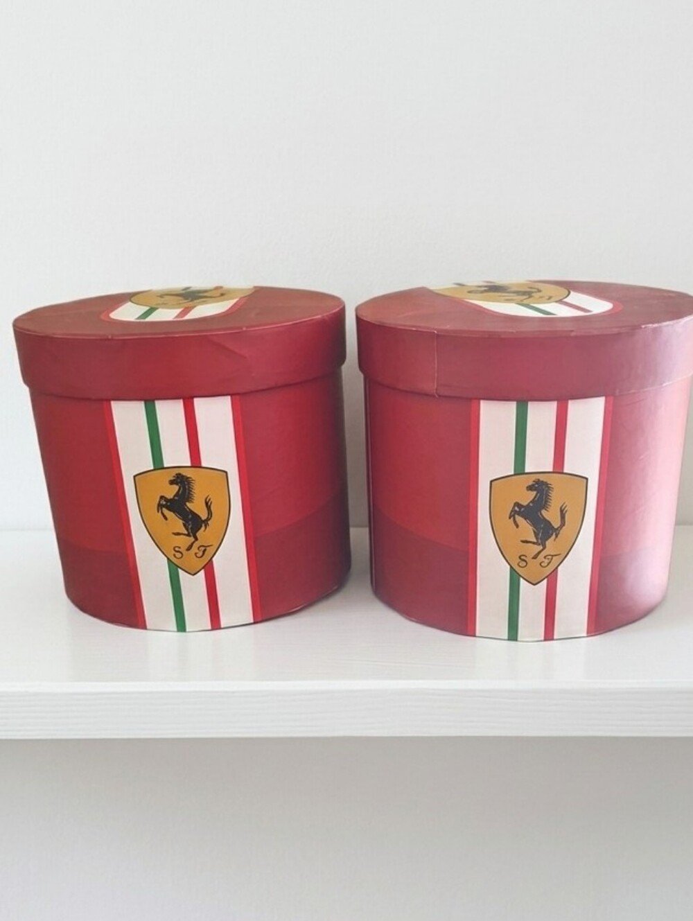 Scuderia Ferrari Red Round Gift/Storage Boxes with Crest (Set of 2)